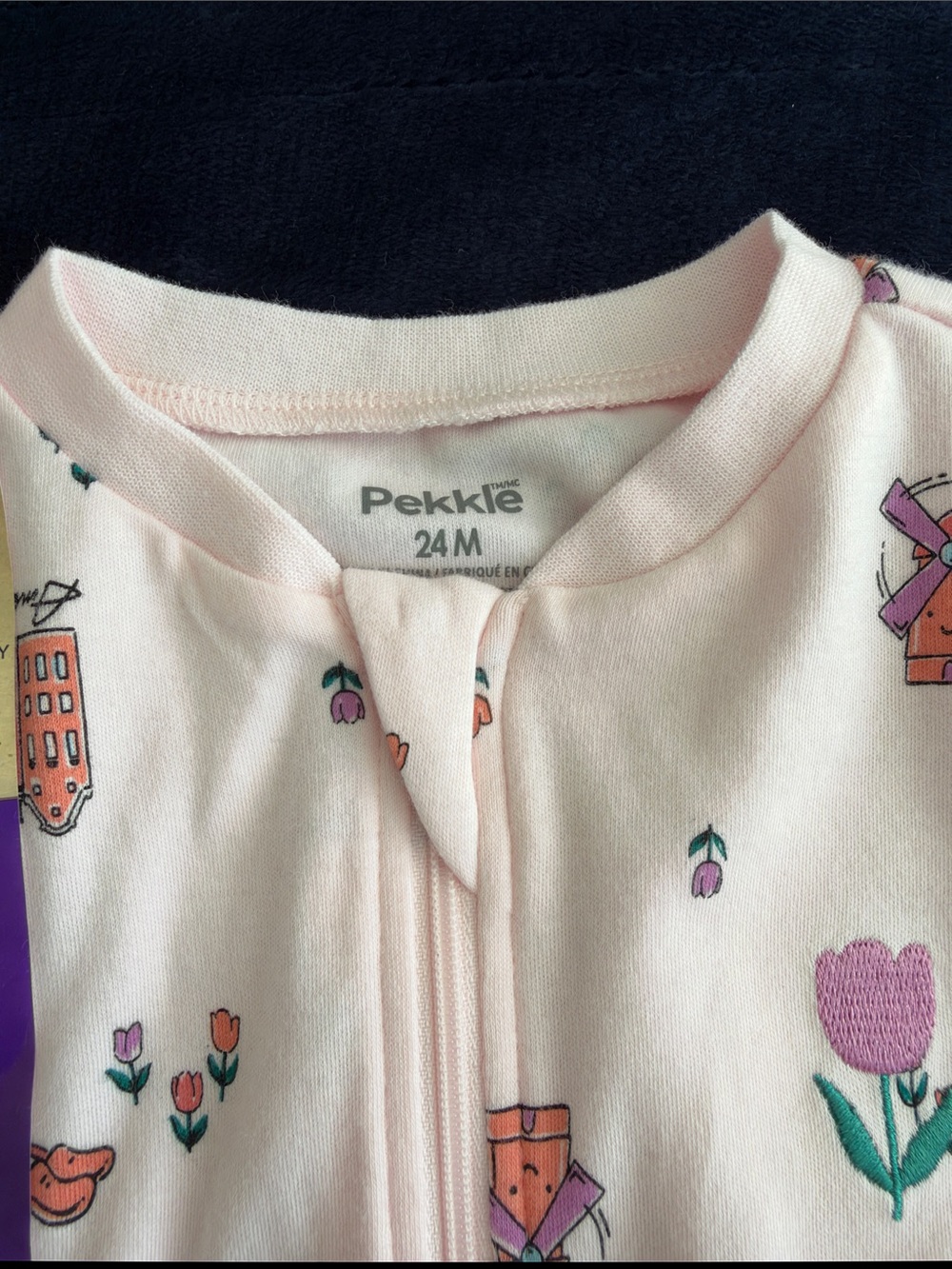Pekkle 24M Pink Tulip-Print Zip Sleep Sack